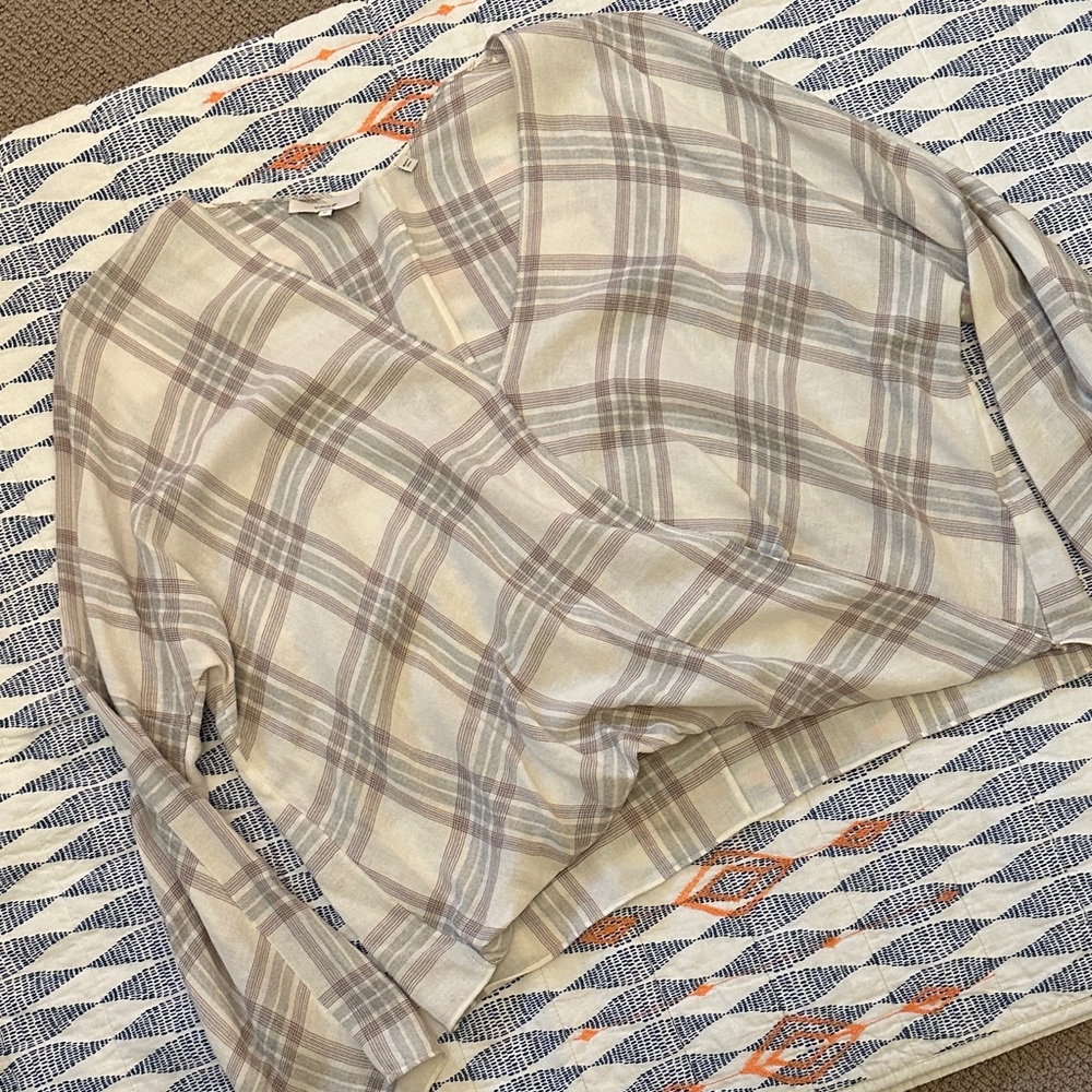 Vince Plaid wrap top